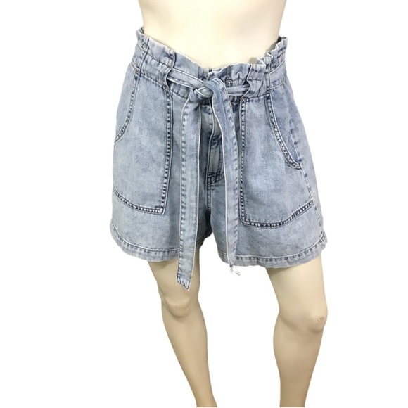 Banana Republic Pants - Banana Republic Paper Bag Faded Indigo Tie Waist Shorts 12